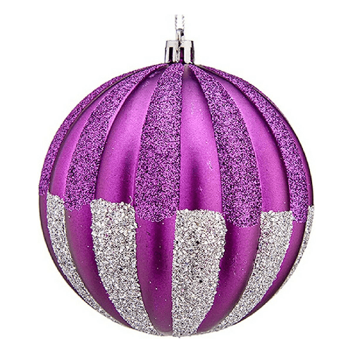 Palle di Natale Krist+ 00858 00858 Viola Argentato PVC Ø 10 cm 6 Unità