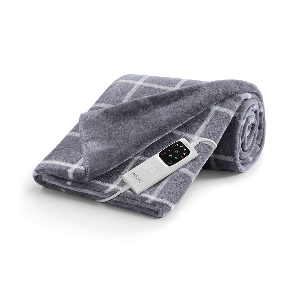 Imetec Caldoplaid Velvet Square Plaid Riscaldabile, Morbida Coperta Elettrica 150x95 cm, Basso Consumo, Tecnologia Adapto, Dispositivo di Sicurezza, R