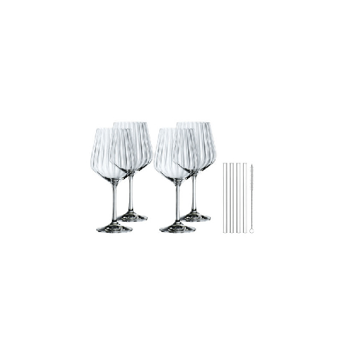 NACHTMANN 4 CALICI GIN TONIC con CANNUCCIA VETRO E SCOVOLINO