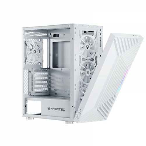 Nfortec Case computer desktop ATX Nfortec NF-CS-NERVIA-W Bianco