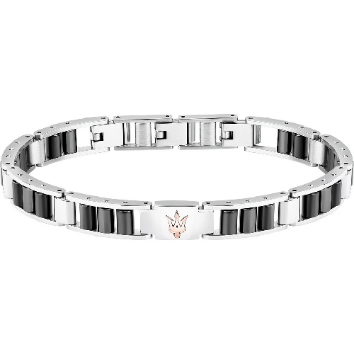 MASERATI BRACCIALE BRACCIALI UOMO MASERATI JM225ATZ53 CERAMIC 18 ACCIAIO ORIGINAL PE 2025 Taglia Unica,Colore Nero
