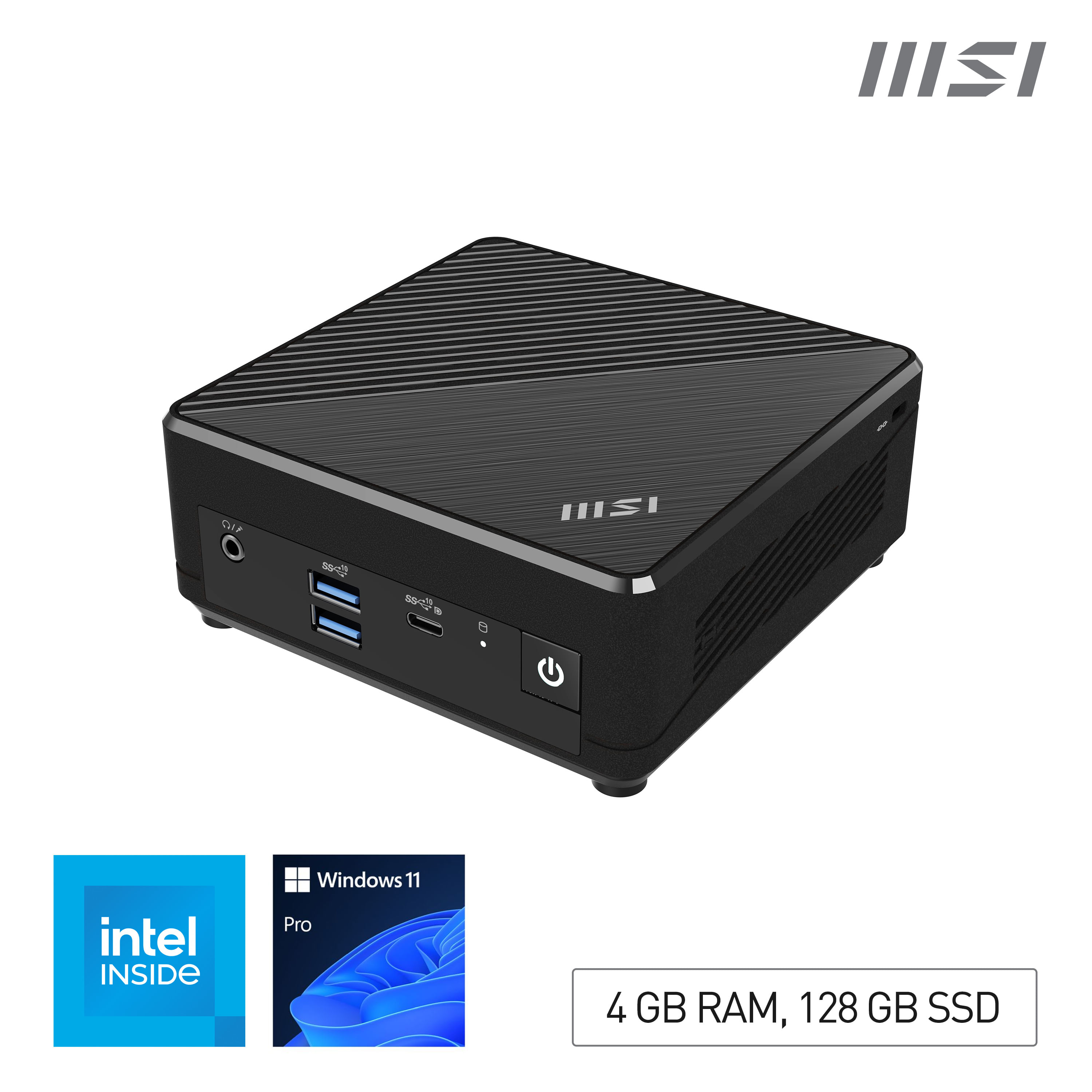 MSI Cubi N ADL-002EU Intel N N100 4 GB DDR4-SDRAM 128 GB SSD Windows 11 Pro Mini PC Nero