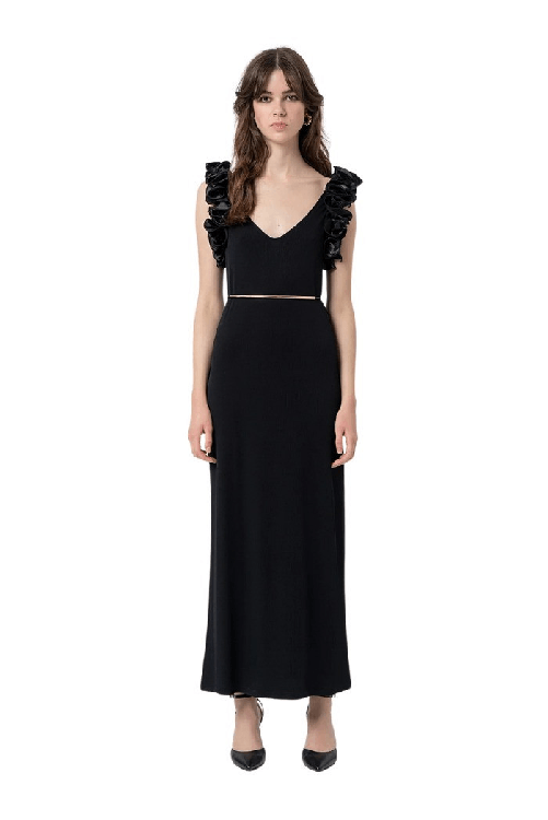 FRACOMINA ABITO VESTITO LUNGO DONNA FRACOMINA FR25SD3005J46301 NERO ORIGINALE PE 2025 Colore Nero,Taglia XL