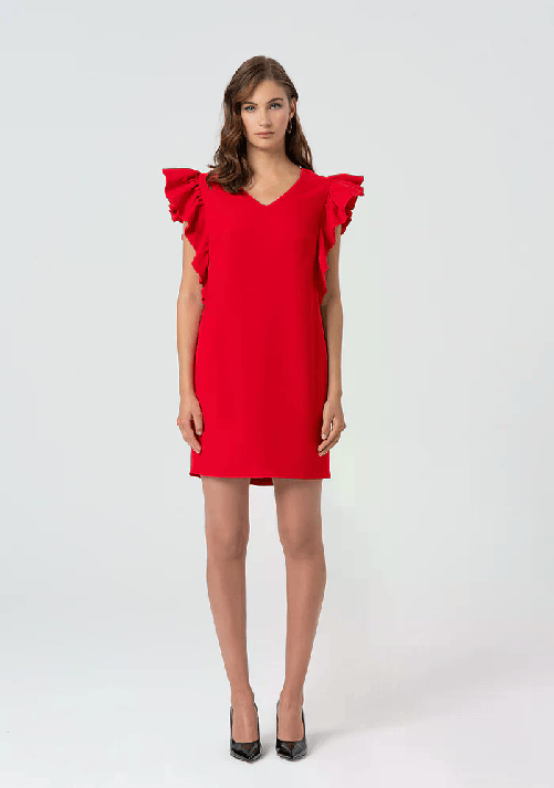 FRACOMINA ABITO VESTITO TUBINO DONNA FRACOMINA FR25SD1024W46001 ROSSO ORIGINALE PE 2025 Colore Rosso,Taglia XL