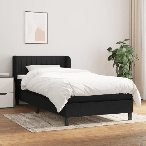 VidaXL Giroletto a Molle con Materasso Nero 90x200 cm in Tessuto