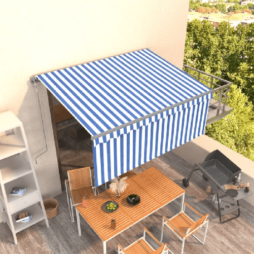 VidaXL Tenda Sole Retrattile Automatica Parasole 3,5x2,5m Blu Bianco