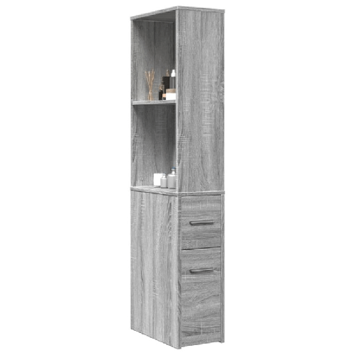 VidaXL Armadietto da Bagno Stretto con Ruote Grigio Sonoma Truciolato