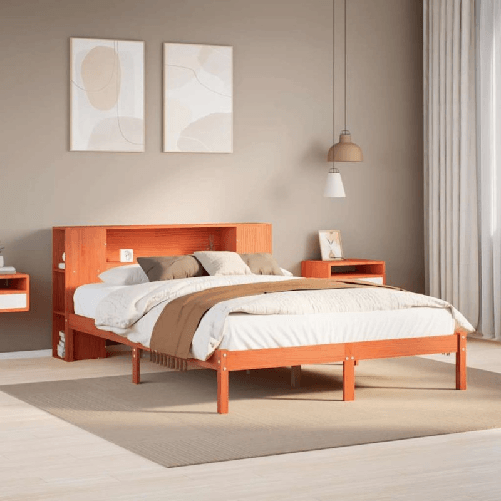 VidaXL Letto Libreria senza Materasso Marrone Cera 140x200 cm in Pino