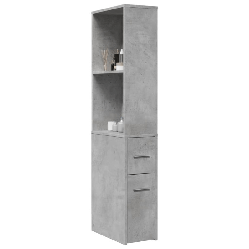 VidaXL Armadietto da Bagno Stretto con Ruote Grigio Cemento Truciolato