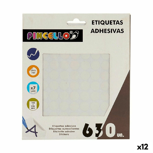 Pincello Etichette adesive Pincello 1711074 Bianco Ø 13 mm (12 Unità)