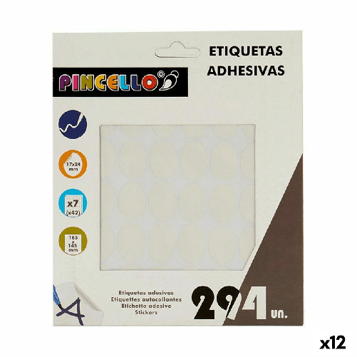 Pincello Etichette adesive Pincello 1711077 Bianco 17 x 24 mm Ovale (12 Unità)