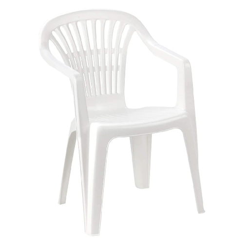 TrAdE Shop Traesio Set 6 Pz Sedia Bianca Poltrona Plastica Impilabile Con Braccioli 54x53x80 Cm 862456 -