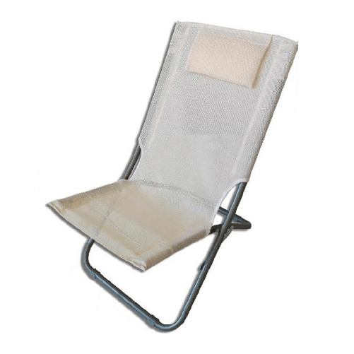 TrAdE Shop Traesio Spiaggina Con Cuscino Testiera Crema Textilene 57x47x95cm Pieghevole Portatile 281034 -