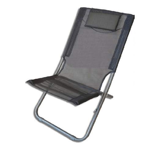 TrAdE Shop Traesio Spiaggina Con Cuscino Testiera Grigio Textilene 57x47x95cm Pieghevole Portatile 281033 -