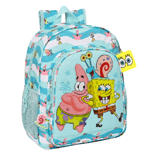 Spongebob Zaino Scuola Spongebob Stay positive Azzurro Bianco 32 x 38 x 12 cm