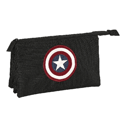 Capitán América Portaoggetti Triplo Capitán América Nero (22 x 12 x 3 cm)