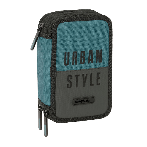 Safta Plumier Triplo Safta Urban style Azzurro Grigio 12,5 x 19,5 x 5,5 cm 37 Pezzi