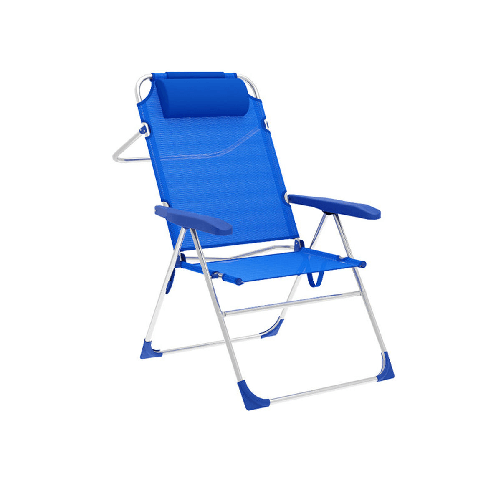 Marbueno Sedia Pieghevole Marbueno 5 Posizioni Alluminio con Cuscino Blu da Spiaggia e Piscina 67X66X99 cm