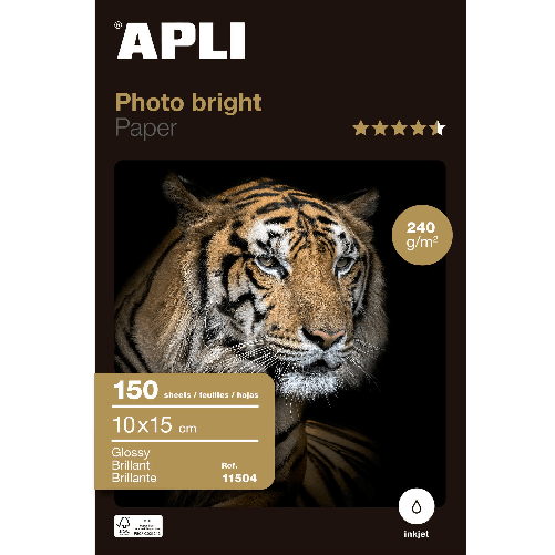 Apli Agipa Photo Bright PRO - 10 x 15 cm carta fotografica Bianco APPI Photobright Photo Paper 10 x 15 cm 240G 150 fogli