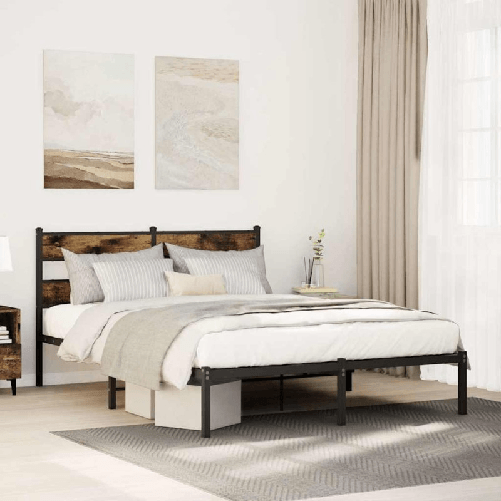 VidaXL Giroletto senza Materaso in Metallo Rovere Fumo 140x190 cm