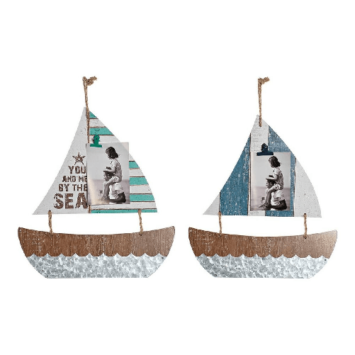 DKD Home Decor Decorazione pensile DKD Home Decor Barca a vela Marrone Multicolore Mediterraneo 40 x 2 x 43 cm (2