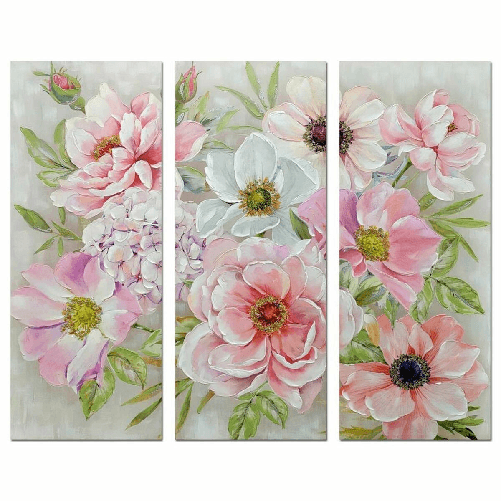 DKD Home Decor Quadro DKD Home Decor Fiori 60 x 3 x 150 cm Shabby Chic (3 Pezzi)