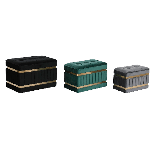 DKD Home Decor Panca DKD Home Decor Nero Dorato Verde Grigio scuro Legno MDF 70 x 40 x 43 cm