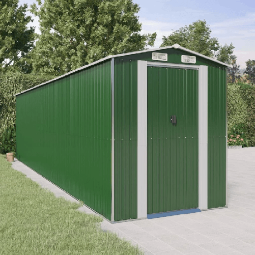 VidaXL Capanno da Giardino Verde 192x772x223 cm Acciaio Zincato