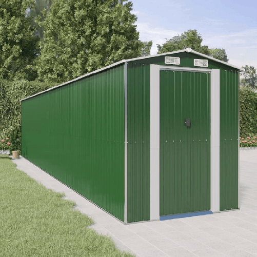 VidaXL Capanno da Giardino Verde 192x938x223 cm Acciaio Zincato