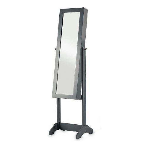 Gift Decor Specchio Portagioie Verticale Cristallo Grigio Stoffa Legno MDF (36 x 140 x 36,5 cm)