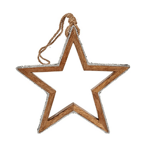 Decorazione Natalizia Stella Porporina Sagoma 23 x 2,5 x 40 cm Argentato Legno