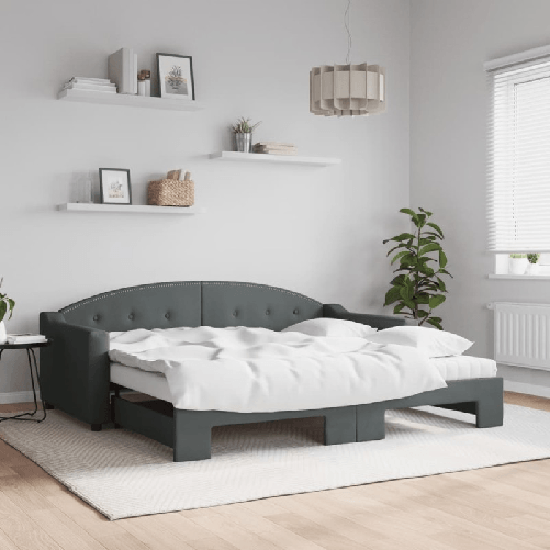 VidaXL Divano Letto Estraibile Materassi Grigio Scuro 90x190cm Tessuto