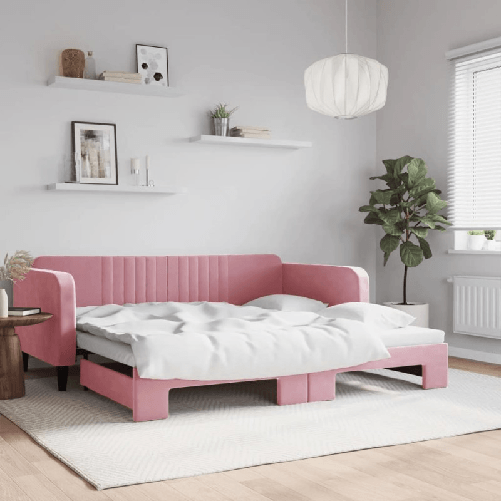 VidaXL Divano Letto con Letto Estraibile Rosa 100x200 cm in Velluto