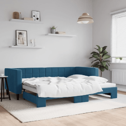 VidaXL Divano Letto con Letto Estraibile Blu 90x200 cm in Velluto