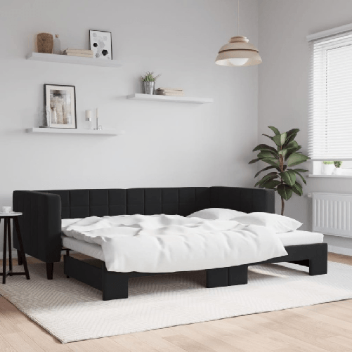 VidaXL Divano Letto con Letto Estraibile Nero 90x200 cm in Velluto