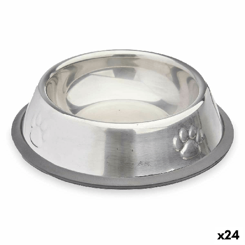 Ciotola per cani Mascow 312 312 Grigio Argentato Gomma Metallo 15 x 4 x 15 cm 16 x 3,5 x 16 cm (24 Unità)