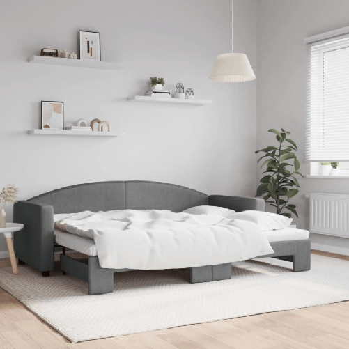 VidaXL Divano Letto con Letto Estraibile Grigio Scuro 80x200 Tessuto