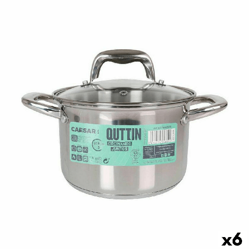 Quttin Pentola con Coperchio di Vetro Quttin Caesar Acciaio ø 18 x 12,5 cm (6 Unità)