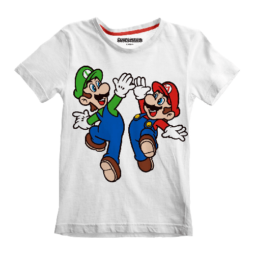 Super Mario Maglia a Maniche Corte per Bambini Super Mario Mario and Luigi Bianco
