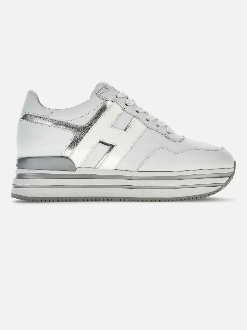 HOGAN SCARPE SNEAKERS DONNA HOGAN MIDI H483 HXW4830CB80R1M0351 PELLE ARGENTO ORIGINAL Colore Argento,Taglia 40