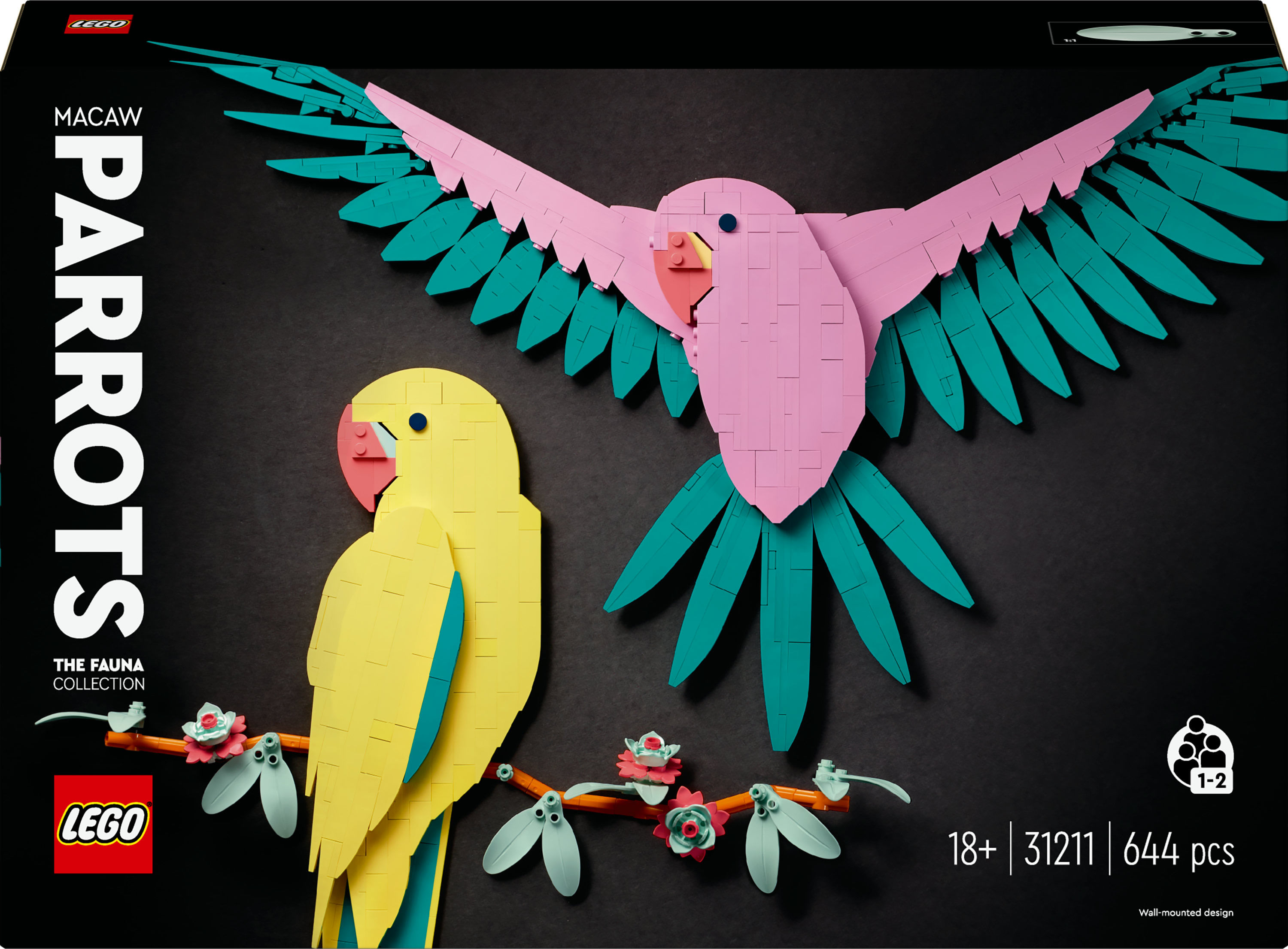 LEGO Art 31211 Collezione Animali – Pappagalli Ara, Decorazione da Parete per Casa LEGO Collezione animali – Pappagalli ara