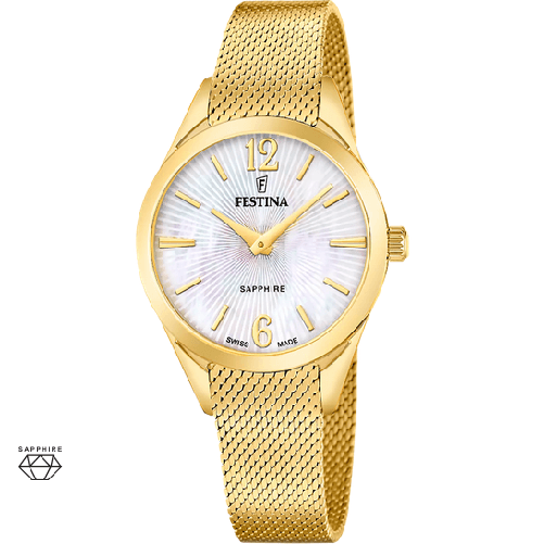 FESTINA OROLOGIO TEMPO DONNA FESTINA F20077 1 SWISS MADE 32 BEIGE ACCIAIO ORIGINALPE2025 Taglia Unica,Colore Beige