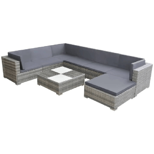 VidaXL Set Divani da Giardino 8 pz con Cuscini in Polyrattan Grigio