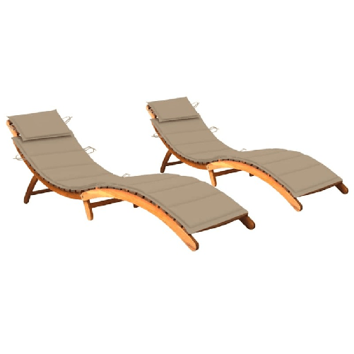 VidaXL Lettini Prendisole 2 pz con Cuscini in Legno Massello d'Acacia