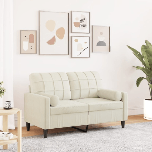VidaXL Divano a 2 Posti con Cuscini Crema 120 cm in Velluto