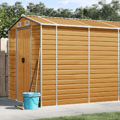 VidaXL Capanno Giardino Marrone Chiaro 191x980x198cm Acciaio Zincato