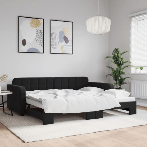 VidaXL Divano Letto con Letto Estraibile Nero 90x190 cm in Velluto