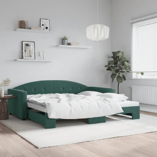 VidaXL Divano Letto con Letto Estraibile Verde Scuro 100x200cm Velluto