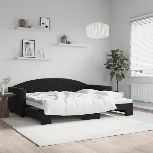VidaXL Divano Letto con Letto Estraibile Nero 90x190 cm in Velluto