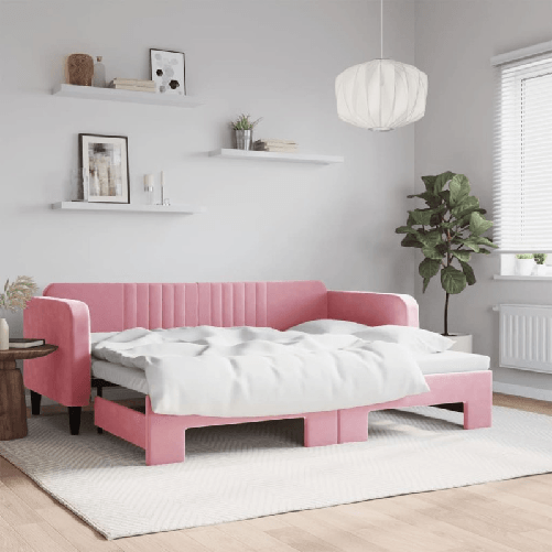 VidaXL Divano Letto con Letto Estraibile Rosa 90x200 cm in Velluto